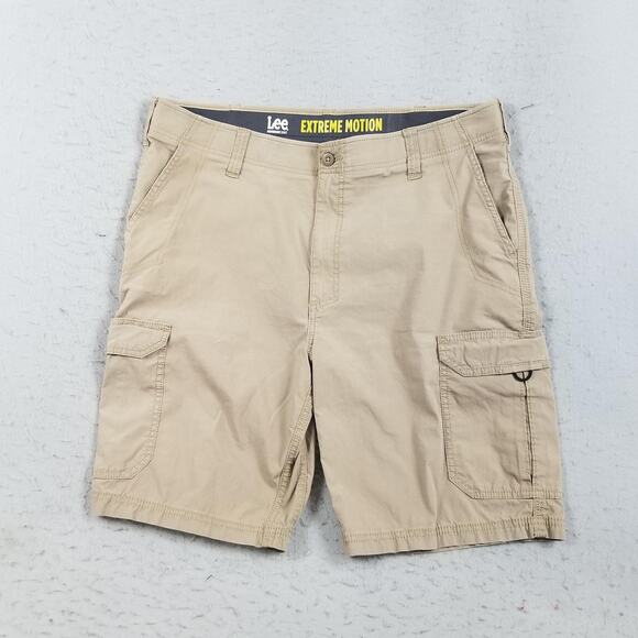 Lee Extreme Motion Cargo Shorts Mens 38 Khaki Stretch Performance Multi Pocket - Picture 1 of 16